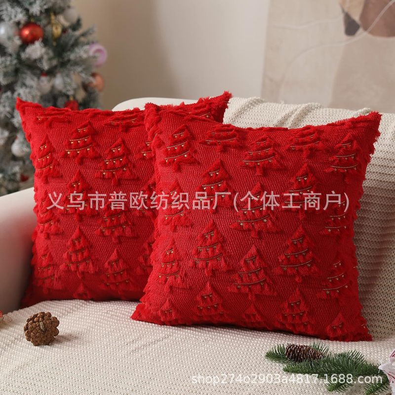 跨境抱枕套 现货圣诞树抱枕套圣诞树五角星抱枕亚马逊靠枕腰枕套|undefined