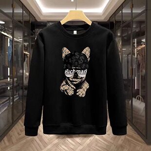 Heavy Weight Design American Trendyy Casual Sweatshirt Men's Autumn and Winter Round Neck Loose Versatile Long-Sleeved Top Couple Style