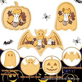 跨境木质熟食盘万圣节装饰托盘牛排奶酪砧板饼干零食盘南瓜托盘