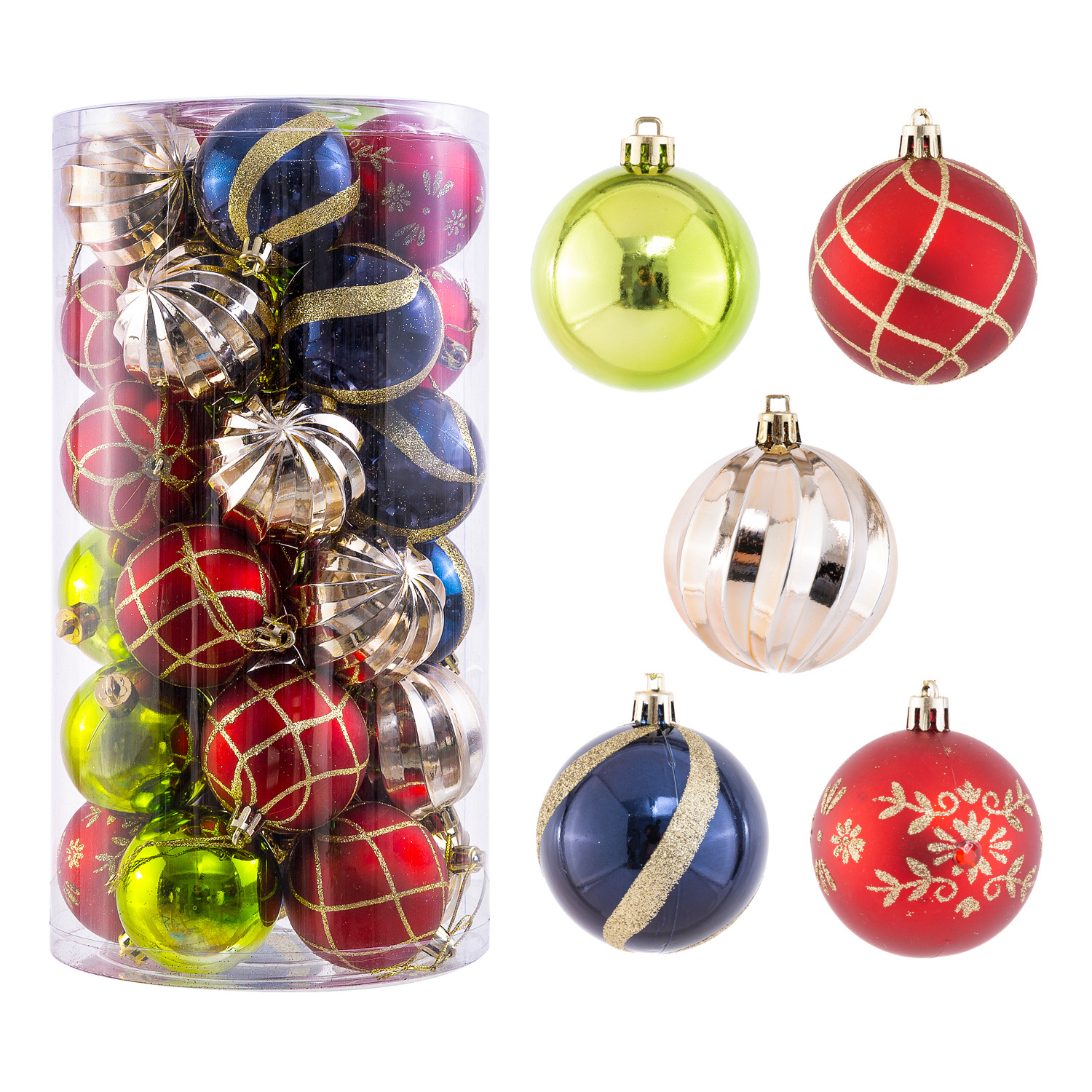 Amazon popular Navidad multi-en forma de juego pintado 30 barril bola decorativa bola colgante