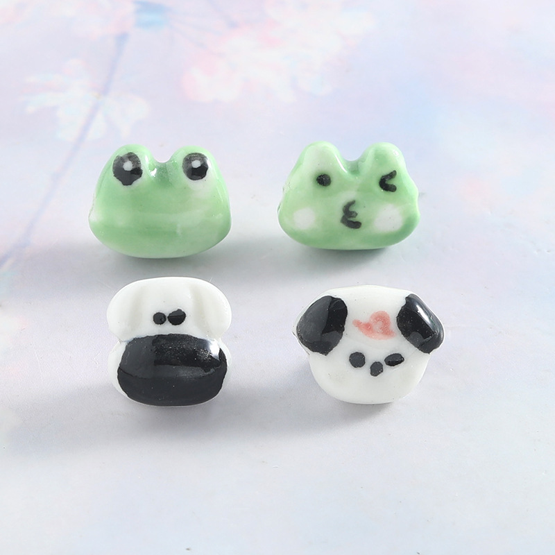 かわいい子供のような子犬カエルセラミックビーズ水平穴 diy ブレスレットビーズ動物ルースビーズブレスレットアクセサリー小さな部品|undefined
