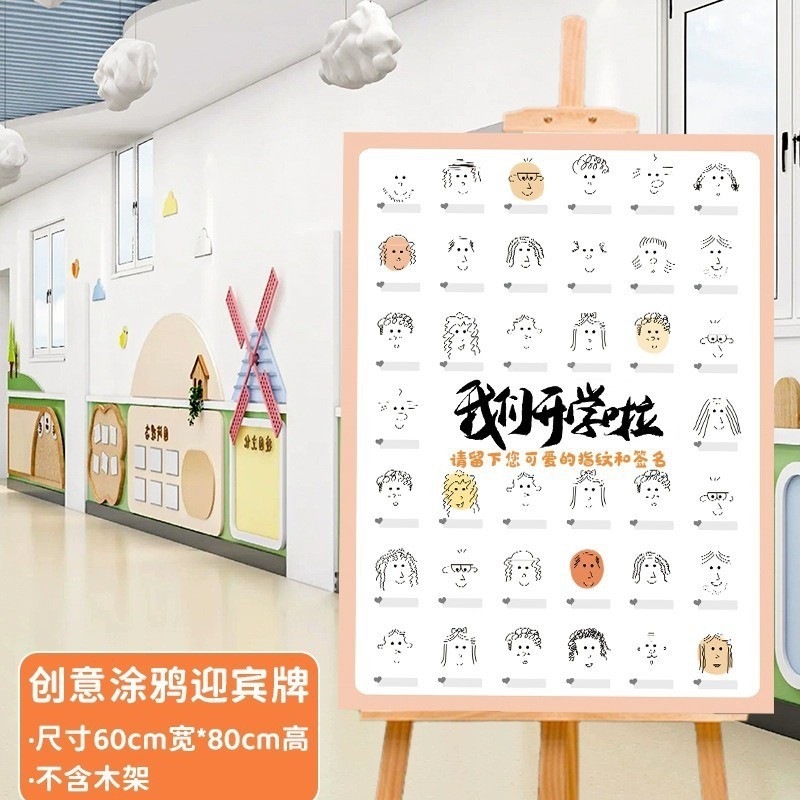 创意头像涂鸦迎宾区签名到墙订结婚礼布置开业店庆仪式感背景板|undefined