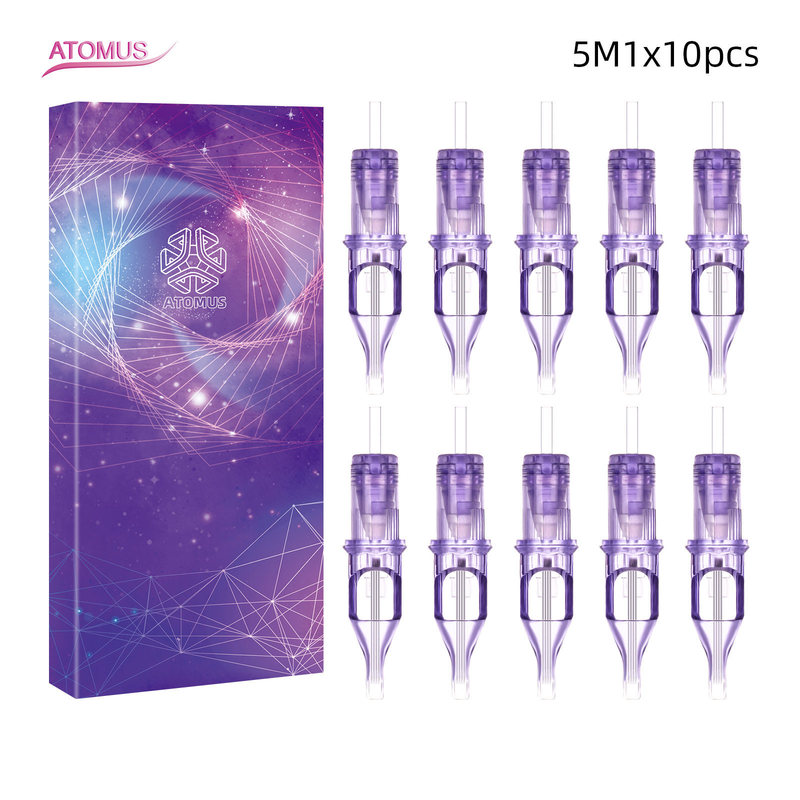 Ziyun purple ATOMUS boxed stainless steel 0.35mm needle silk tattoo cartridge integrated needle 10 pieces