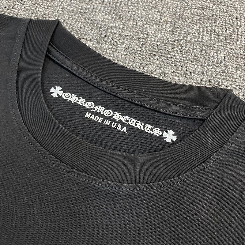 【毒家正確版】Chクロサンスクリット文レース落書きアルファベット漫画プリント男女半袖tシャツ