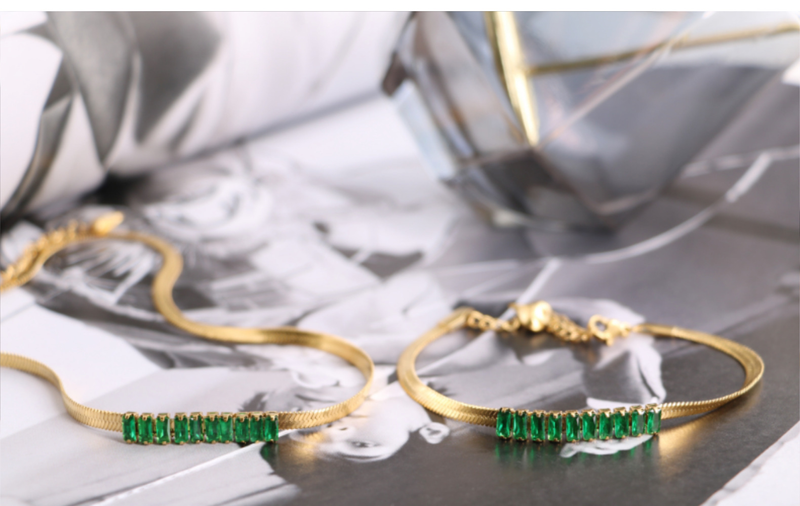 Retro Geometric Titanium Steel Zircon Bracelets Necklace