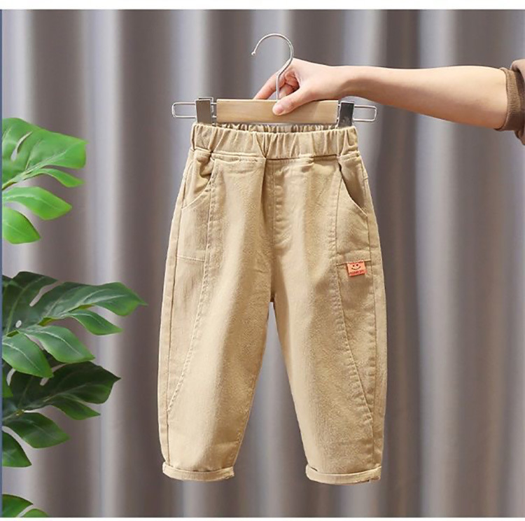 Fashion Solid Color Elastic Waist Cotton Boys Pants display picture 5
