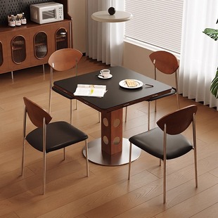 Solid Wood Multifunctional Dining Table for Home Use, Suitable for Small Spaces, Light Luxury Slate Berg Square Folding Round Table