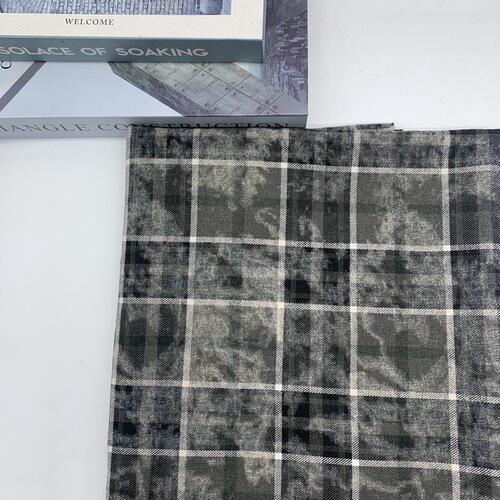Vintage print process 21S plush grid shirt fabric, sandblasted shirt jacket pants material grid fabric