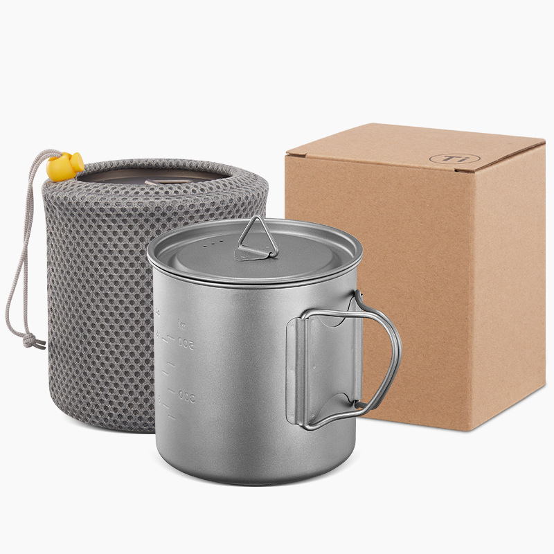 Tazza pieghevole in titanio per esterni, monostrato, portatile, da campeggio, leggera, ideale per il tè all'aperto._voghion.com