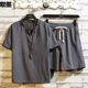 Cotton Linen Short-sleeved Shorts suit Men's Chinese-style Summer Trendy Middle-aged and Elderly Dad Linen Casual Sports Two-piece Set