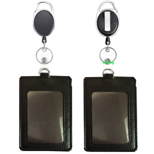 Hot Sale Amazon Amazon Metal Easy Pull-up Plastic ID Card Holder Telescopic Keychain