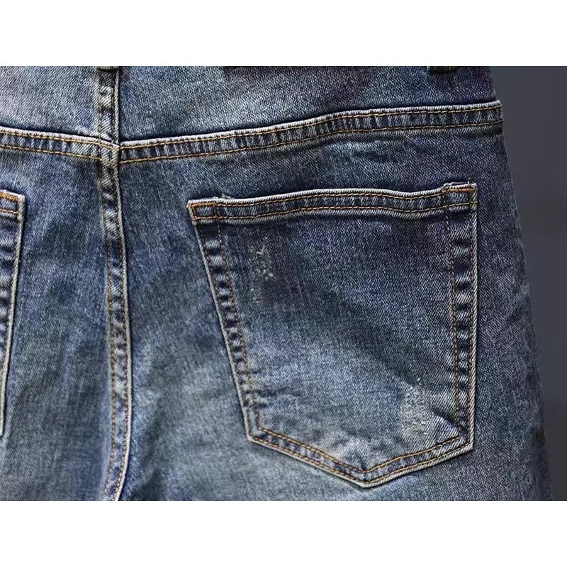Denim Shorts Men's 2025 Summer New Fashion Brand Slim Fit Straight Pants Fashionable Summer Retro Casual Pants