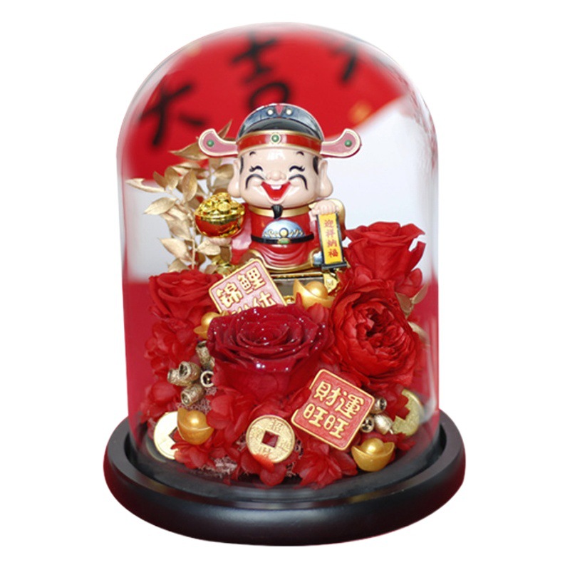 Las personas ricas gastan dinero en el domo de cristal del Dios de la Riqueza, flores de rosa al por mayor como regalo para niñas en el 520, bola de cristal de flores eternas, flores hechas a mano.