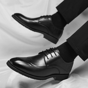 Leather shoes men's 2025 spring new Brock business trend men's shoes British wind office dress shoes a generation of hair