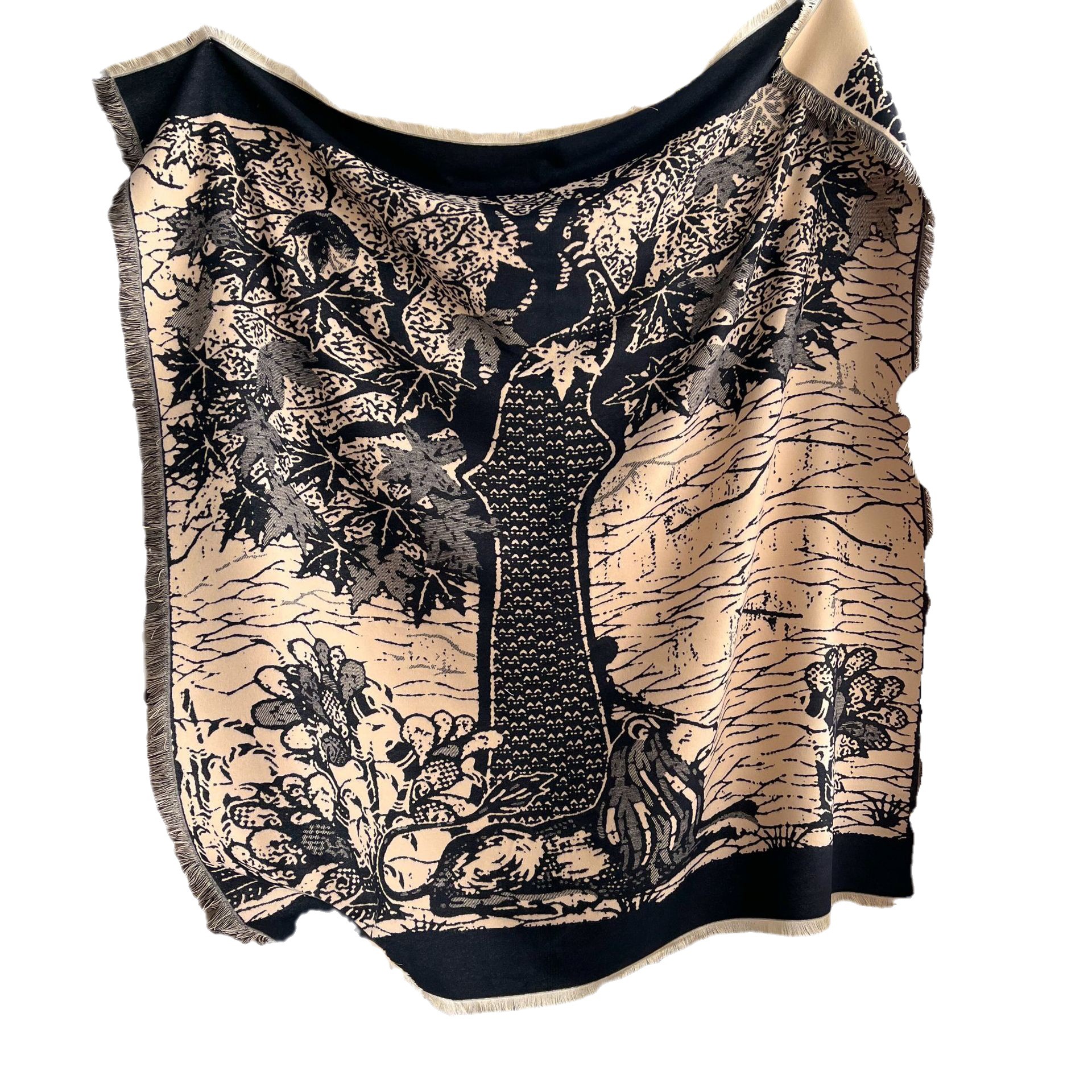 2023 Comercio exterior transfronterizo de doble cara chal de Cachemira Otoño e Invierno bufanda cálida Impresión de árbol grande viaje bufanda cuadrada exterior para mujeres