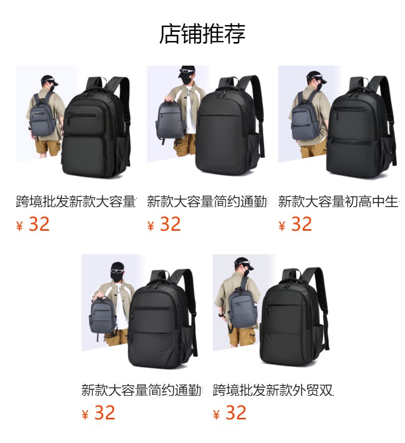 Cross-border wholesale commuting computer bags, large-capacity simple schoolbags for junior and senior high school students, foreign trade backpacks for men, Korean version business full figure