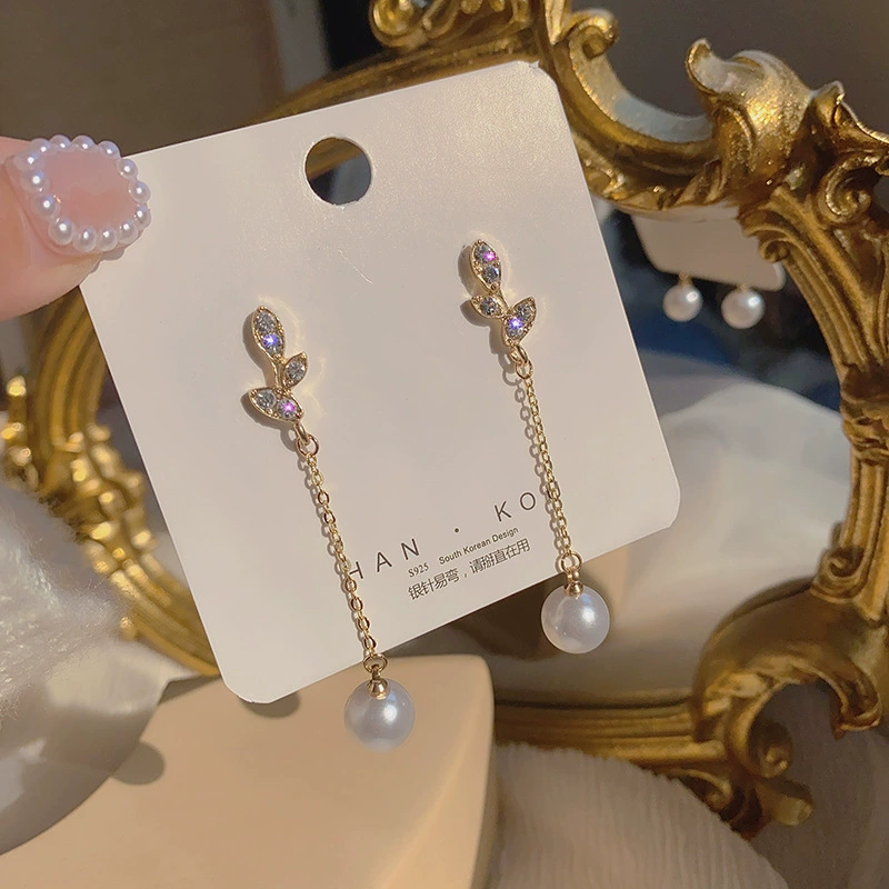 Серьги с кисточками, длинный универсальный цирконий из жемчуга, корейский стиль, микрокристаллы