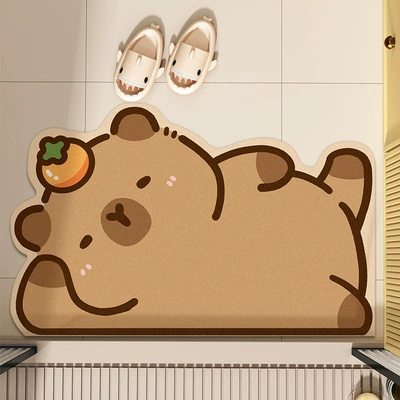 Avtomobil döşəmə paspasları — Absorbent Quick-Drying Foot Mat Bathroom - orange-lying-on-the-side-4060cm-diatom-mud-floor-mat