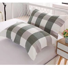 复古大格三层纱布棉纱枕巾夏季加厚单人情侣款枕头巾