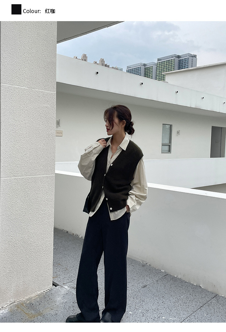木兰时髦复古小马甲开衫女2023春季新款韩版简约针织上衣女 21507详情12
