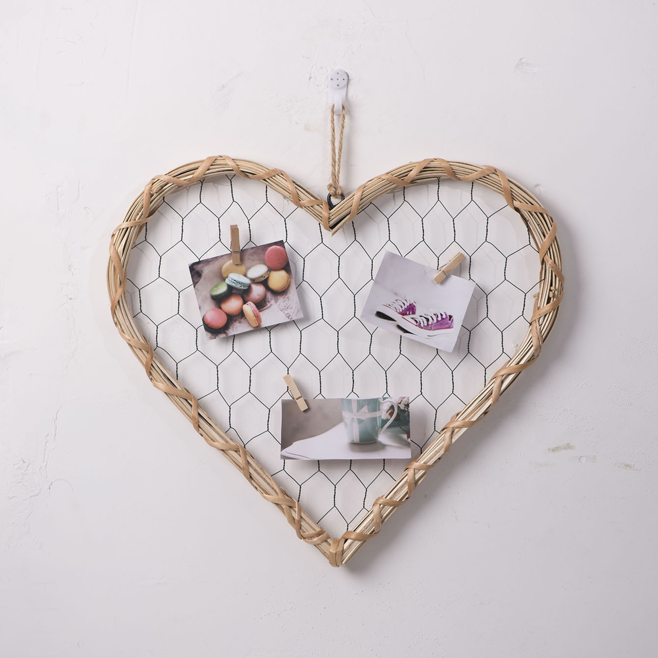 Marco de fotos decorativo tejido a mano en forma de corazón Advanced Advanced Interior Photo Decoration Pared de fotos colgante simple y creativo