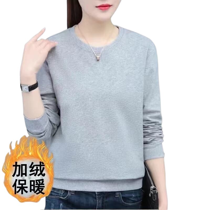 加绒加厚卫衣女新款正肩男女大码宽松圆领长袖上衣净版镜面|undefined