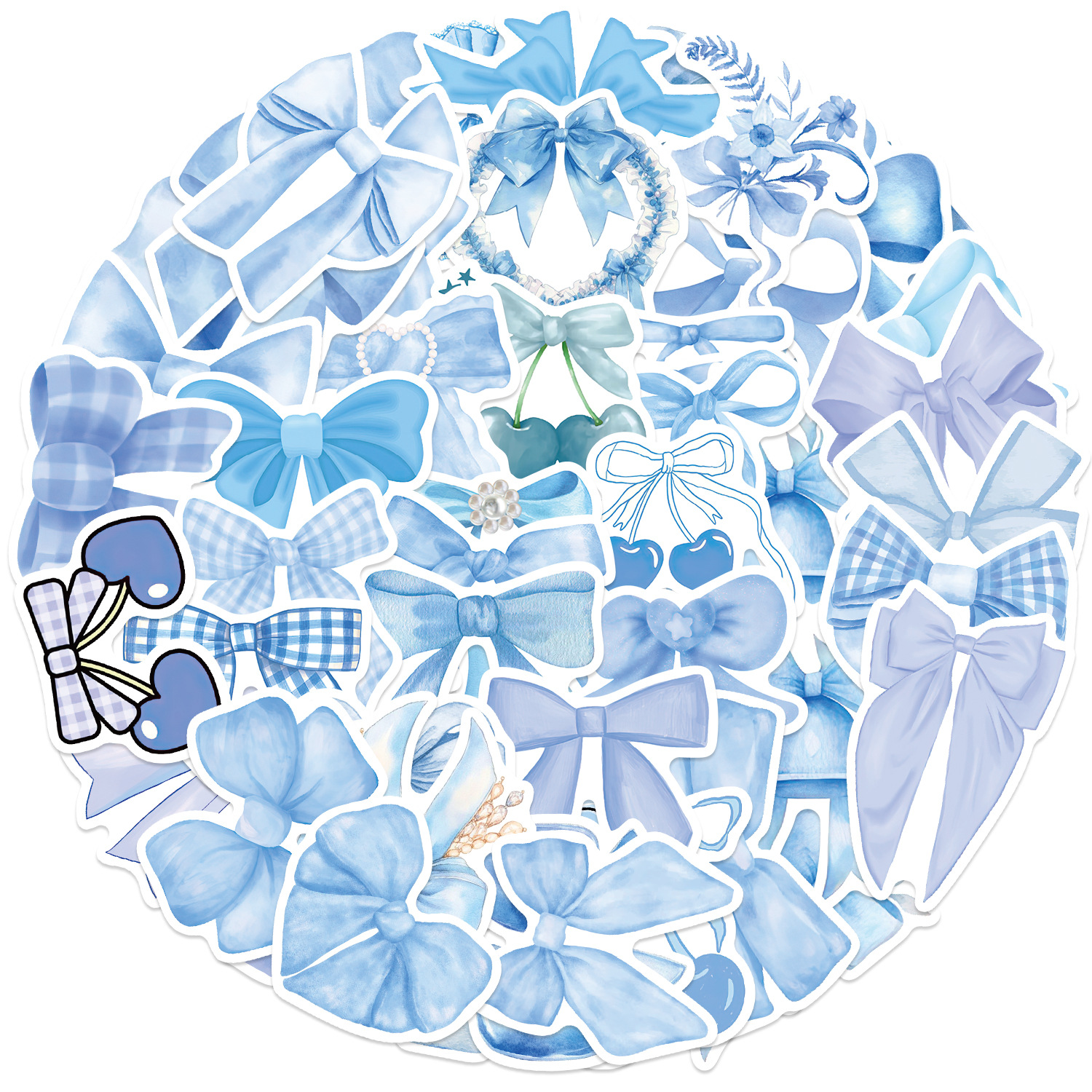 22g Weight Stickers Stationery Type 1 Set Quantity Learning Occasion PVC Material Cherry, Heart Shape, Bow Knot Pattern Cute Style Blue Color 1 Set Cherry Heart Shape Bow Knot Learning PVC Cute Stickers 9
