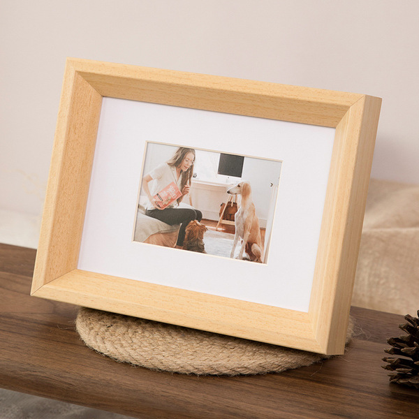 Wooden table wall photo frame from natural wood