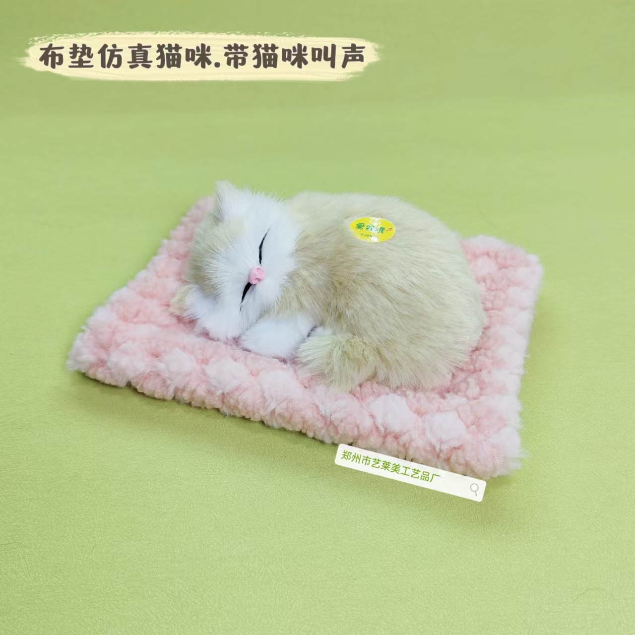 핑크색 천 패드 베이지색 작은 고양이