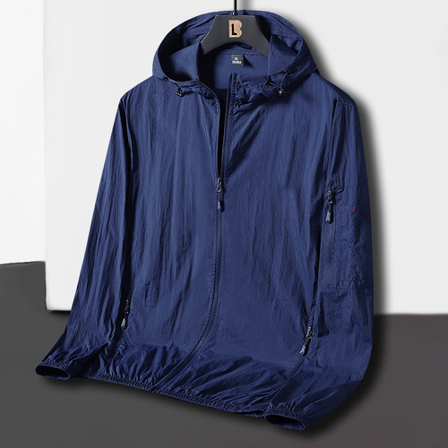 Men's Summer and Autumn New Arrival Solid Color Sun Protective Jacket Outdoor Fishing Windbreaker Outerwear Casual Sport Caped Quick-Drying Sun Protection Coat