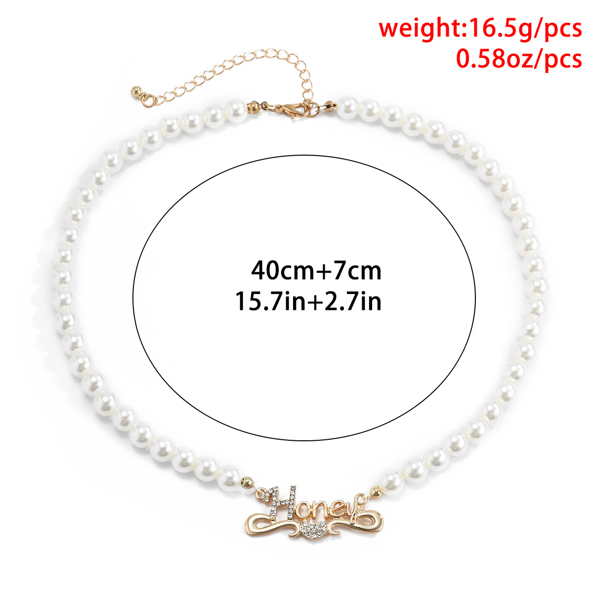 Wholesale Jewelry Imitation Pearl Letter Inlaid Diamond Pendant Necklace Nihaojewelry display picture 7