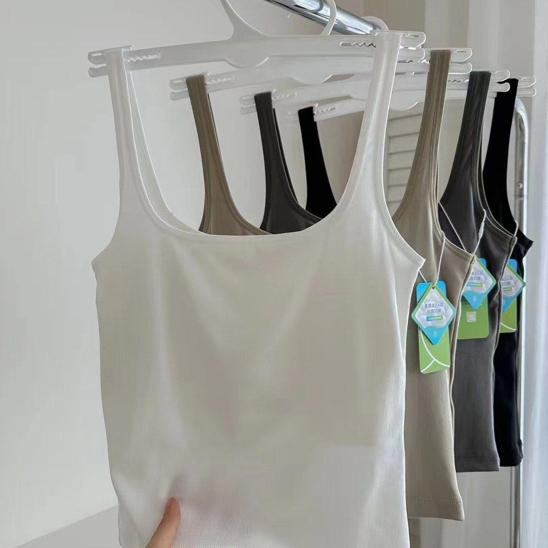 Square-Neck Suspender Slim-Fitting Vest for Women with Breast Pads, No Bra, Inner Wear, Outer Wear, Beautiful Back, All-In-One Covering Side Breasts, Versatile Top