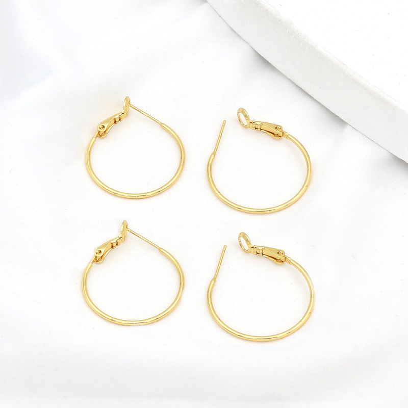 18K Gold-Plated Color-Preserving DIY Earrings Ear Hoops Spring Clips I-Shaped Shrimp Bow Clasp Large Circle Coil Earrings Accessories A71 18K Gold-Plated Color-Preserving DIY Earrings Ear Hoops Spring Clips I-Shaped Shrimp Bow Clasp Large Circle Coil Earrings Accessories A71