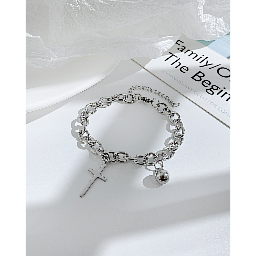 Simple Style Cross Stainless Steel Bracelets Chain No Inlaid Stainless Steel Bracelets
