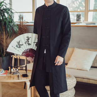 Spring 2025 new Chinese style stand collar long windbreaker buckle embroidered coat national tide Zen clothing a generation of hair