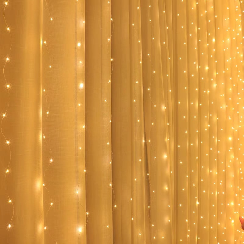 Lámpara de cortina de alambre de cobre led cadena de luz de fiesta de la habitación gypsophila luz de cascada romántica control remoto USB decoración