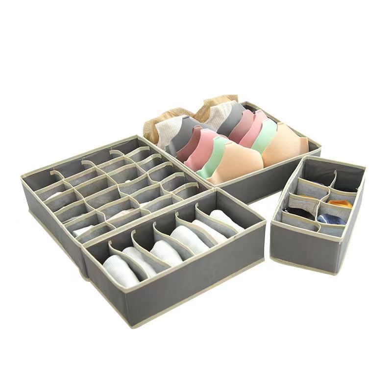 Caja Organizadora de Ropa Interior Plegable Set de 4 Piezas de Tela para el Hogar