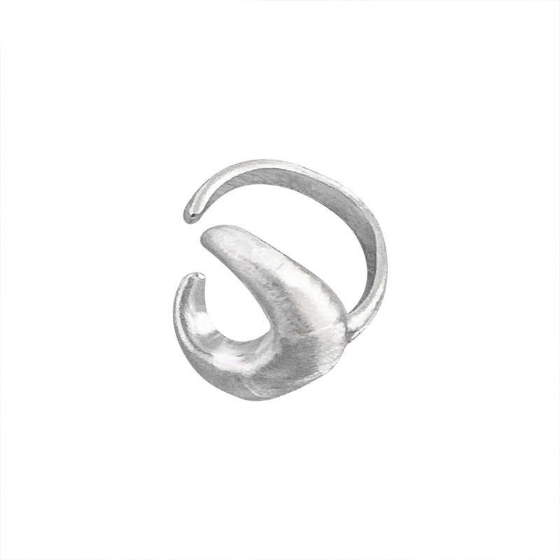 Matte Silver Moon Ring For Women High End Minimalist Design_voghion.com