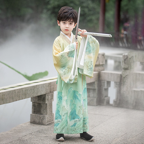 Hanfu Boys 2024 Spring and Autumn New Children's Ancient Costume Chinese Style Scholar Little Prince Chinese Studies Performance Suit Wholesale