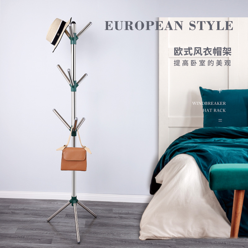 Stainless Steel Floor-Standing Coat Rack, Simple Design for Living Room and Bedroom, Creative Floor-Standing Clothes Rack, Modern Home Storage Standing Rack
