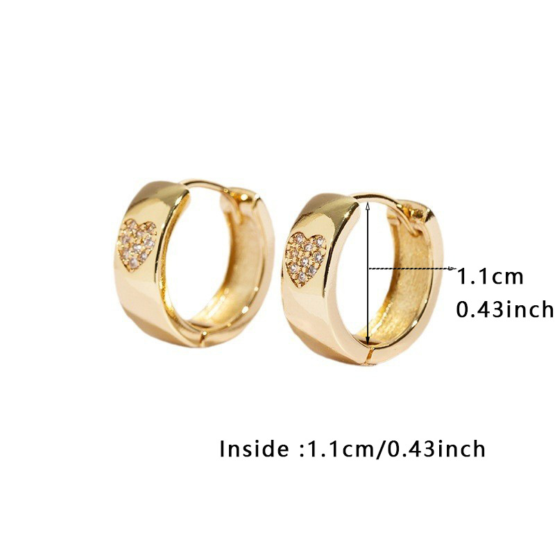 13g Weight Copper Ear Needle Material Zircon Inlay Material Earrings Classification 1 Pair Quantity Daily Occasion Copper Material Heart Shape Pattern Women's Gender Polished Finish Plating Design Lady Style 1 Pair Lady Heart Shape Plating Copper Zircon Earrings 2