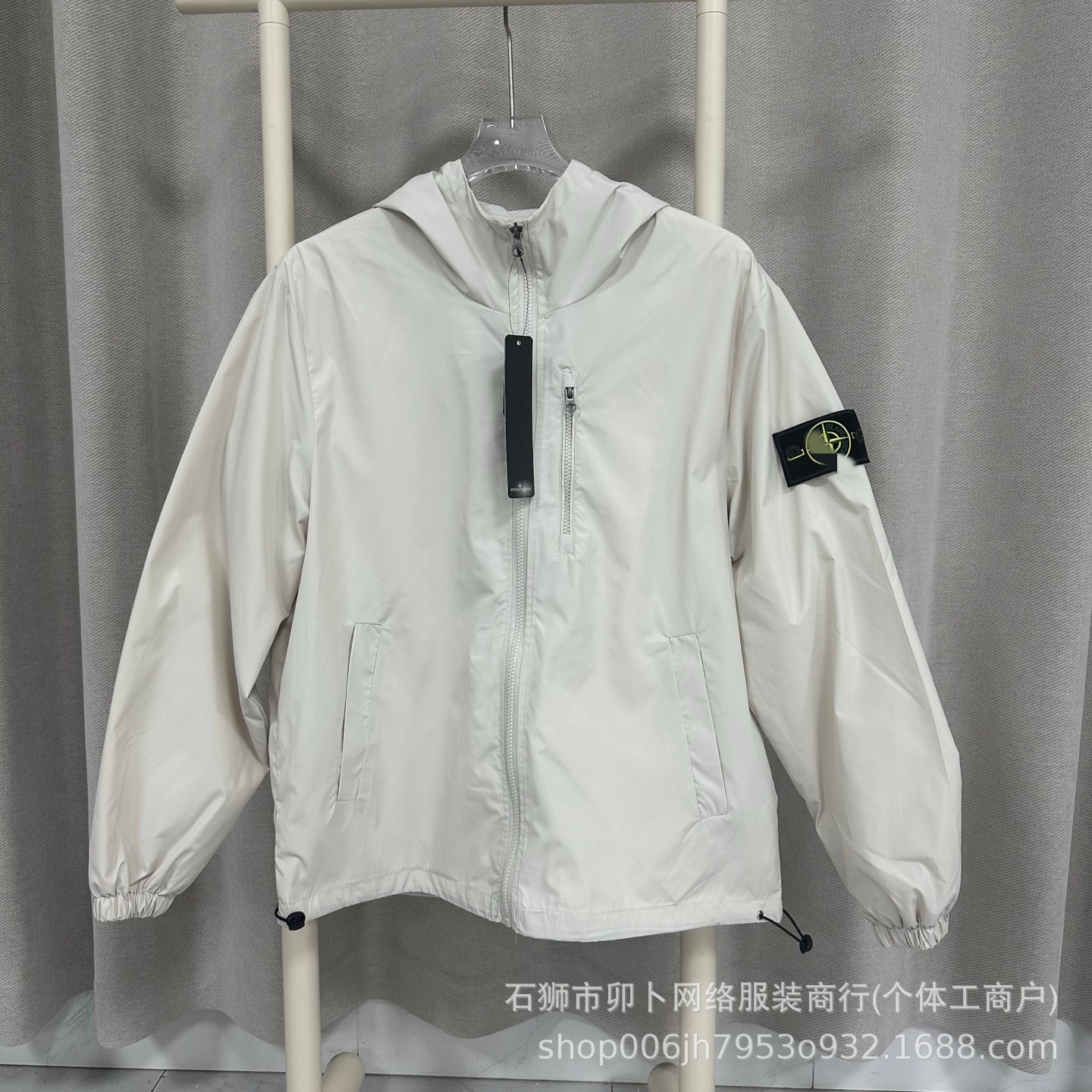 Transfronterizo ST25SS chaqueta con cremallera encapuchada de moda masculina manga chaqueta casual de color sólido edición de comercio exterior