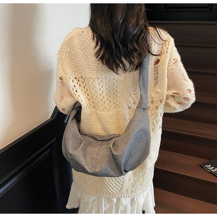 Niche design denim bag for women 2025, large capacity, casual and versatile, single-shoulder crossbody dumpling bag, fashionable underarm bag undefined