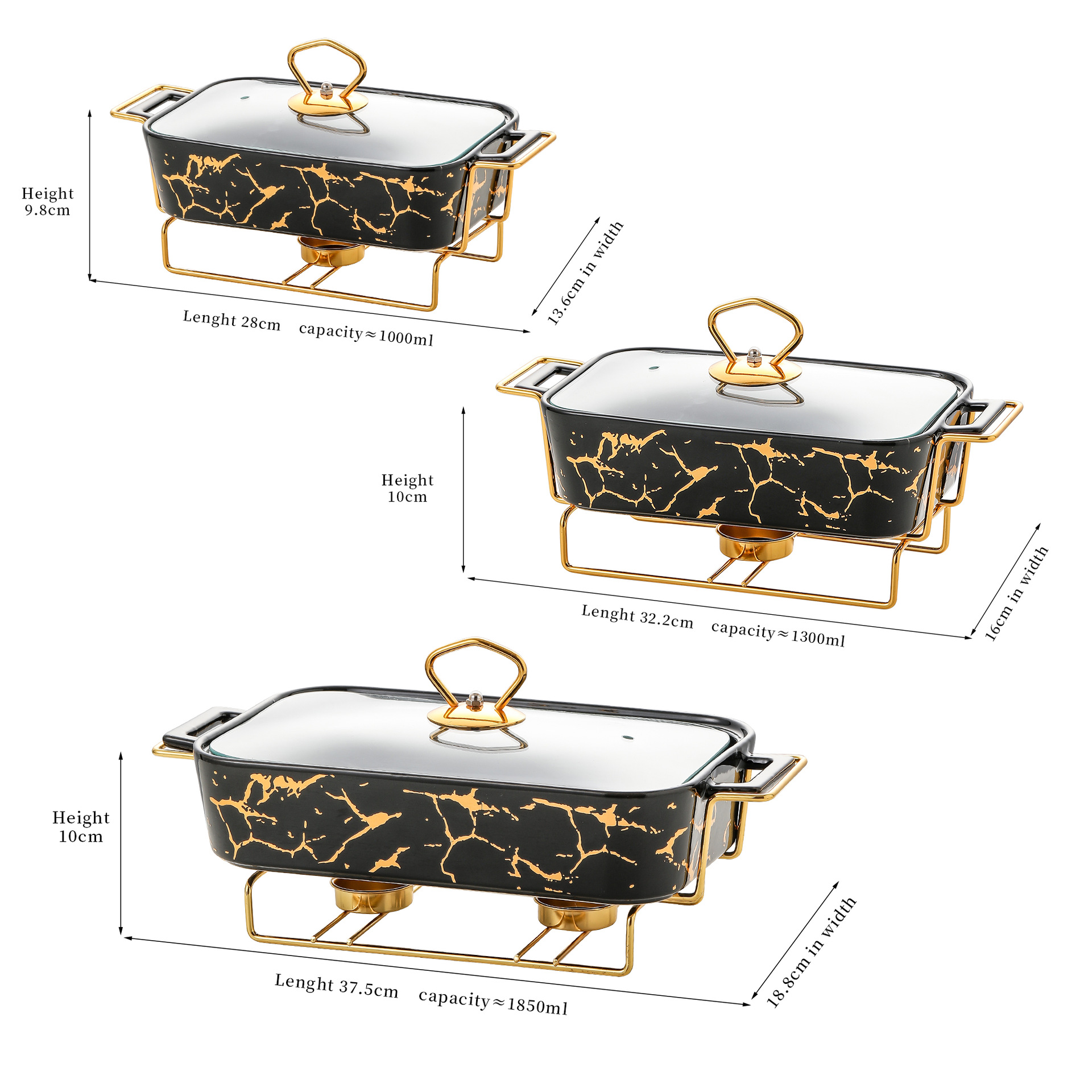 Cerámica de mármol de doble oreja blanco y negro bandeja de horno de horno rectangular para hoteles y restaurantes nórdicos con cubierta de platos