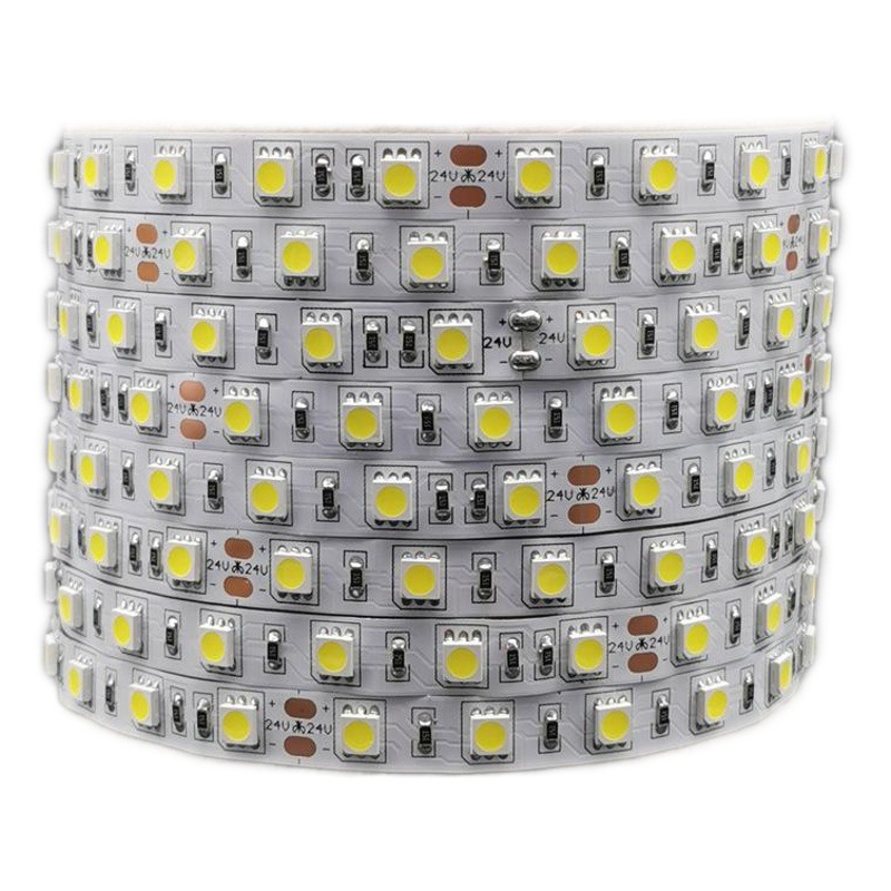 Barra de luz suave 5050 bajo voltaje 24V tira de luz suave decoración escaparate tres chips impermeable Barra de luz suave 60 cuentas/metro