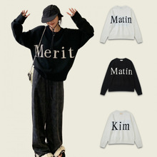 韩国小众潮牌Matin Kim圆领毛衣男女款MK字母提花套头针织衫秋冬