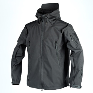New Spring and Autumn Shark Skin Windbreaker Waterproof Hooded Tactical Jacket Outdoor Sports Jacket Multi-Pocket Training Wear
