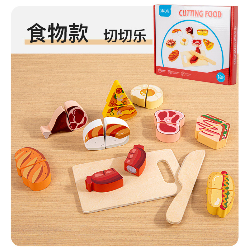 Chechele Fruit Juguetes para niños Cocina de madera Puzzle para bebés Educación temprana Juegos de casas Corte de verduras Simulación de madera