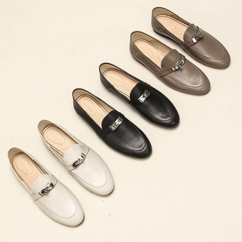 Французская овчинная металлическая пуговица туфли