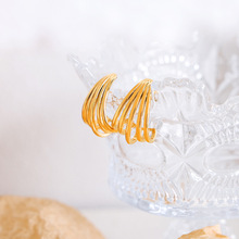 轻奢小众条状线条镂空欧美简约时尚辣妹个性质感钛钢闺蜜耳环耳饰